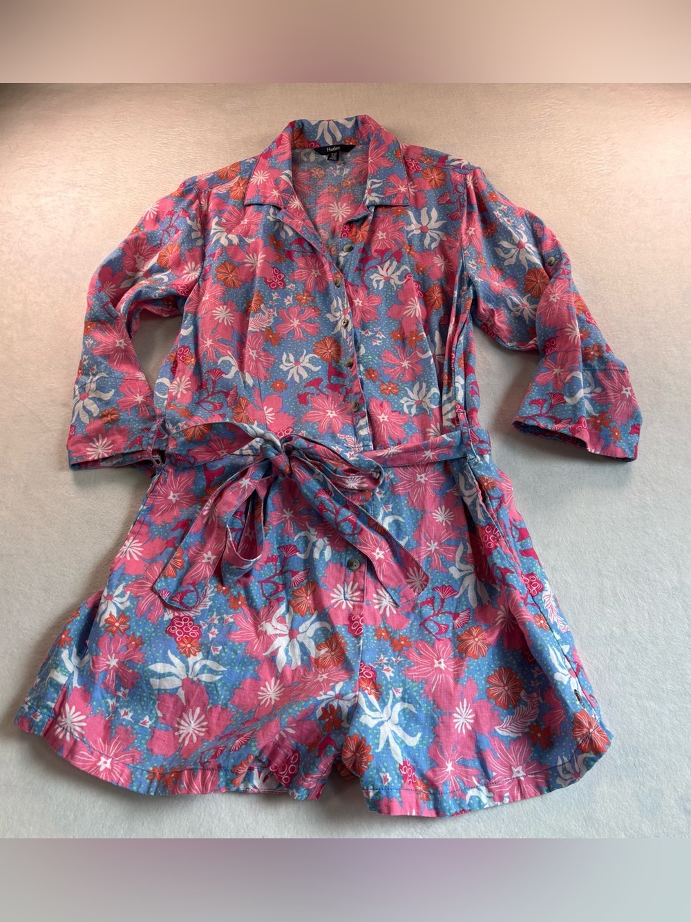Hatley Pink & Blue Floral Cotton Romper